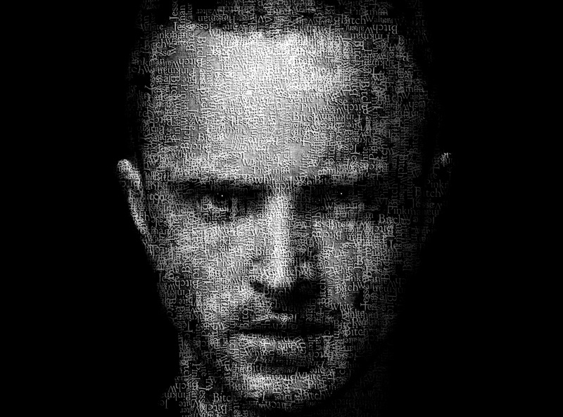 face, men, Typographic Portraits, actor, black background, Aaron Paul, Breaking Bad, 2K, Jessie Pinkman