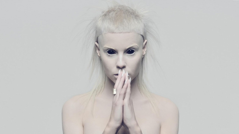 shirtless, adult, Die Antwoord, portrait, front view, zef, white background, one person, hairstyle, gray background, young adult, 1080P, beautiful woman