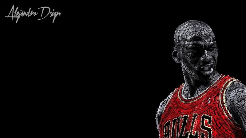 Chicago Bulls, black background, Basketball, Typographic Portraits, michael jordan, 1080P