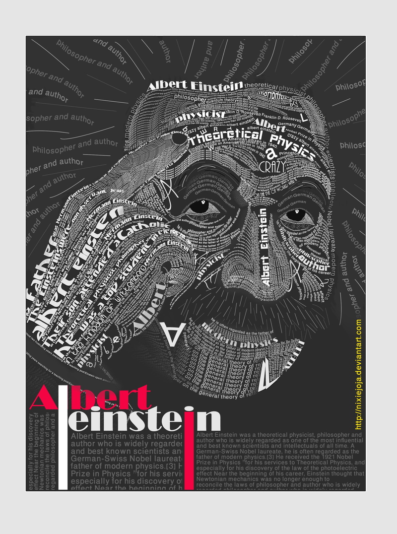 2K, Typographic Portraits, Albert Einstein, Typography