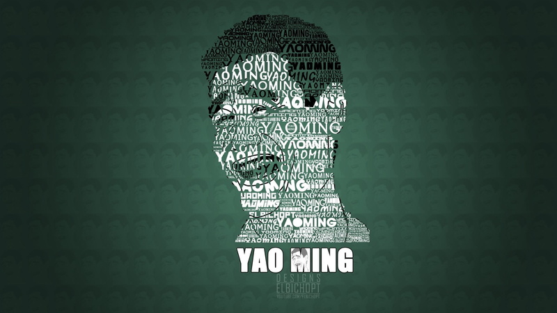 1080P, hd, funny, sports, x, basketball, ming, art, typographic, elbichopt, portrait, Green, meme, yao