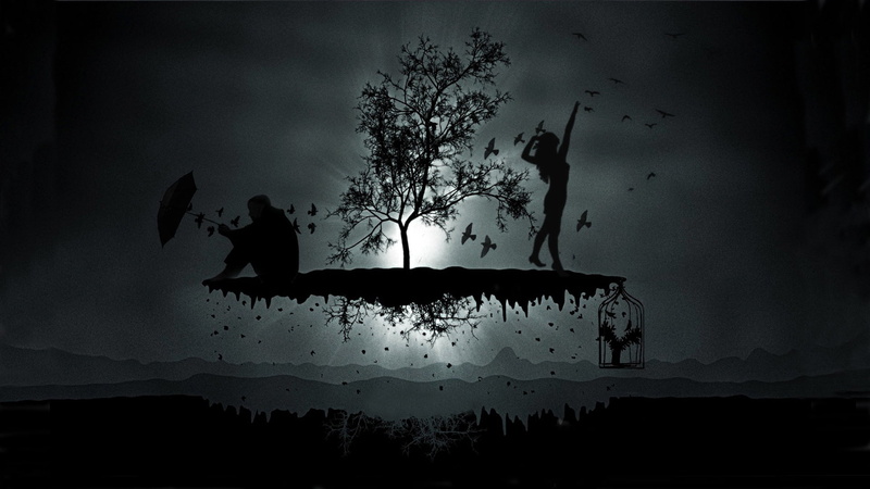 shock, cloud - sky, animal wildlife, plant, moonlight, back Lit, SILHOUETTES, flying, DARK, silhouette, MALE, cemetery, 1080P, water, UMBRELLA, grave