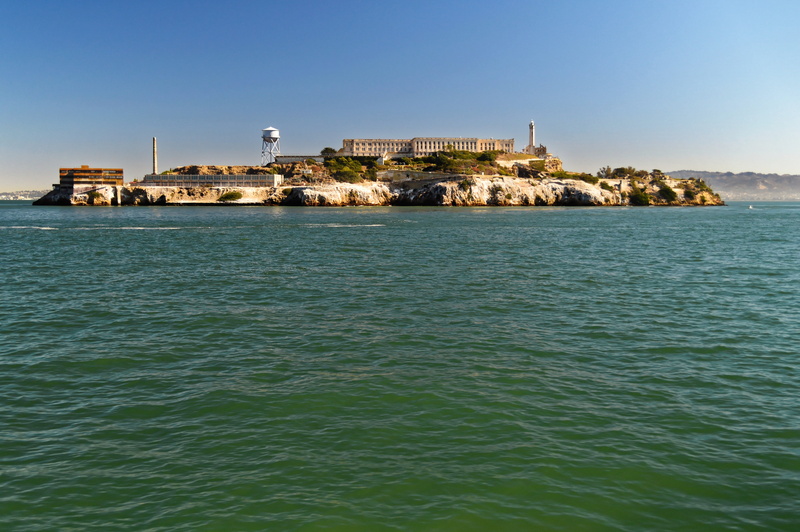 land, alcatraz, alcatraz island, outdoors, travel destinations, sea, tower, building, coast, landmark, penitentiary, no people, island, clear sky, francisco