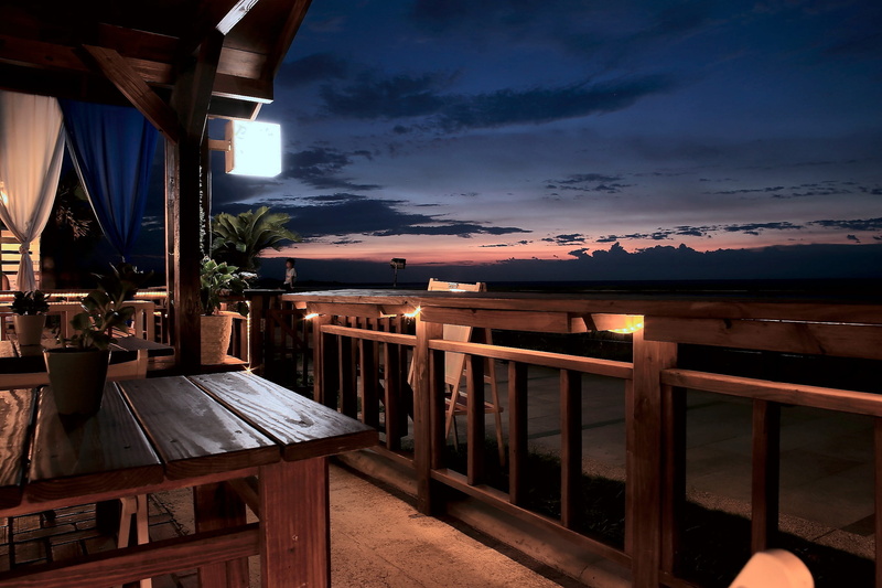 light, pot, sky, scenics - nature, wooden chairs, 2K, beauty in nature, building exterior, curtain, railing, wooden table, night, cloud - sky, clouds