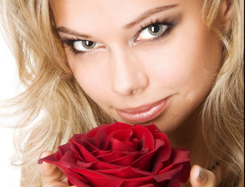 face, woman, elegantly, flower, blonde, female, lady, makeup, harmony, eyes, girl, beauty, pretty, cool, rose, lovely, lips, nice, photography, gentle