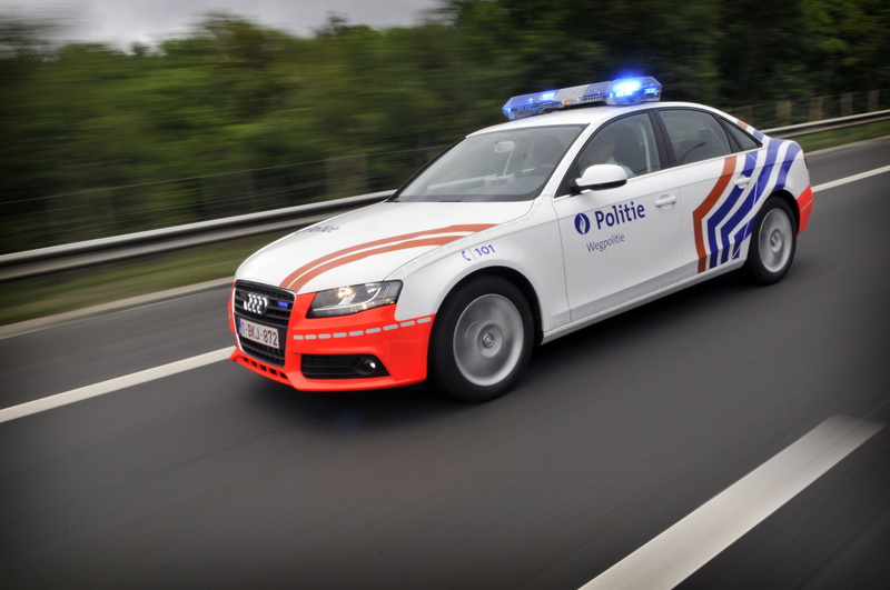 city, on the move, safety, speed, day, Audi, car, mode of transportation, security, blurred motion, motion, police car, protection, tree, police, outdoors