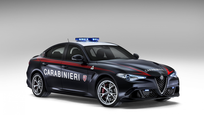 sedan, Alfa Romeo Giulia Quadrifoglio Carabinieri, safety car, black, 4K, toyota, police
