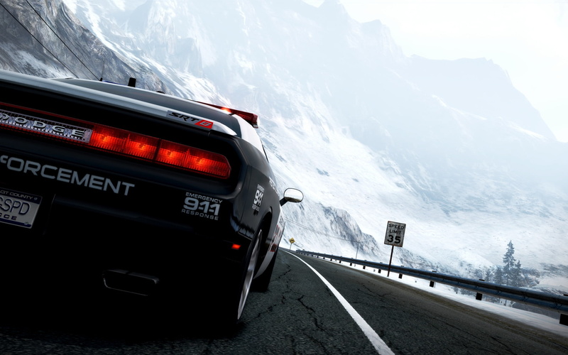 hot, srt, poster, speed, nfs, dodge, police, pursuit, snow, 1080P, car