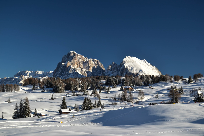 tranquility, sky, white color, 4K, winter, snow, mountain, cold temperature, nature, tranquil scene, alpe di siusi, landscape, beauty in nature, mountain range