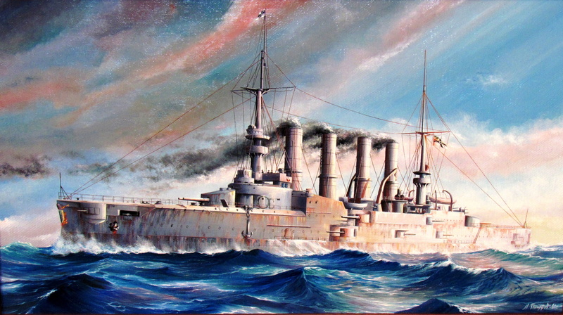sea, the artist M. Goncharov, figure, the German Imperial Navy, " Scharnhorst", art, armored cruiser, 2K, SMS Scharnhorst, WW1