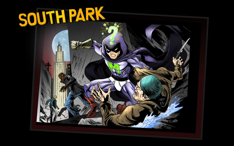 built structure, South Park, no people, indoors, art and craft, creativity, Super Hero, multi colored, park, comic, text, digital, sculpture