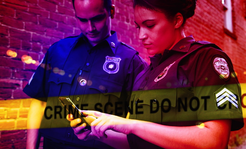 walkie-talkie, security, technology, crime scene, brick, 4K, working, holding, communication, police force, wireless technology, law, people, safety, blood