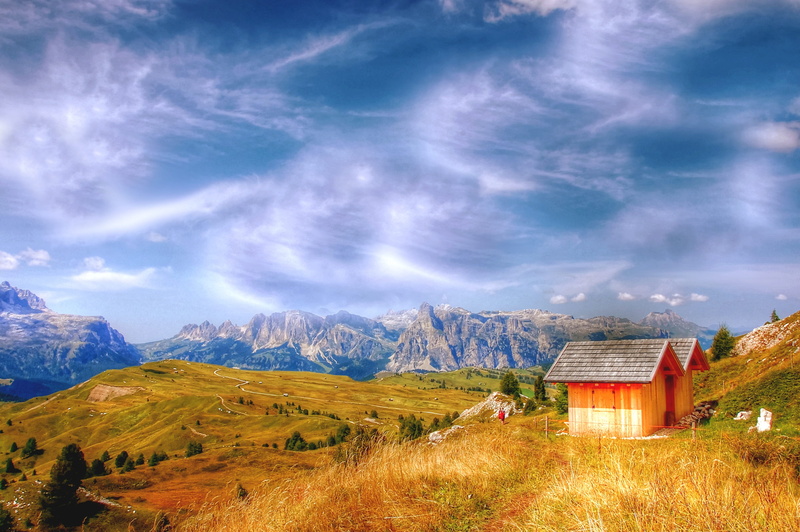 alpine, panorama, plant, enjoy, building exterior, summer, rural scene, alta badia, mountain range, no people, mountain, sunny day, alm, nature, residential district