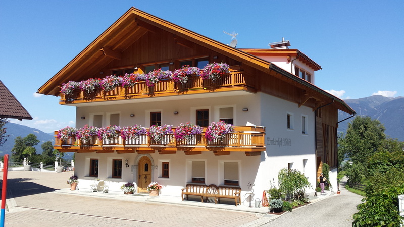 balcony, built structure, building exterior, nature, tree, railing, city, no people, architecture, trentino-alto adige, sky, sunlight, Bruneck, day, flowering plant