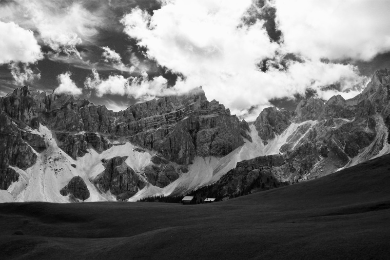 non-urban scene, val badia, house, land, tranquil scene, range, mountain peak, dolomites, alto adige, scenics - nature, cloud - sky, outdoors, tranquility