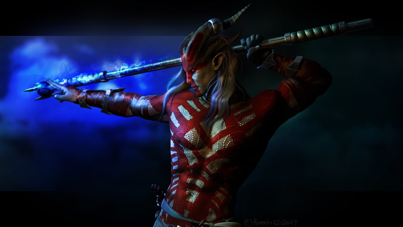 horns, Tal-vashot, 1080P, staff, Qunari, Kunar, coloring, Tal-Vashoth, Dragon Age: Inquisition, male