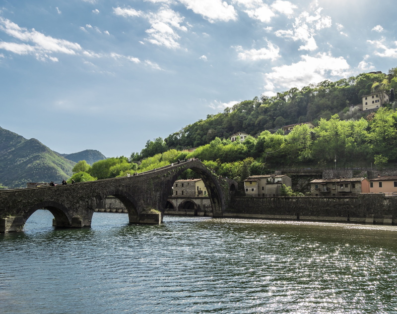 sky, Europe, maddalena, no people, plant, river, bridge - man made structure, Tuscany, arch bridge, nature, maddalenas, transportation, gray, outdoors