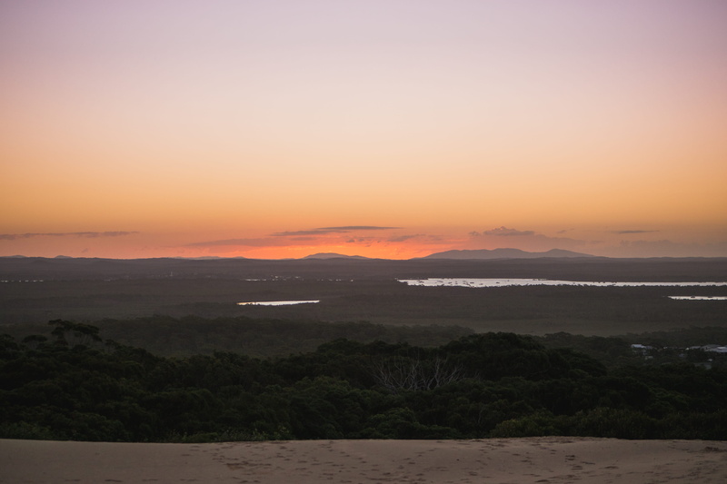 tranquil scene, non-urban scene, romantic sky, tranquility, scenics - nature, landscape, cloud - sky, sunny, rainbow beach, sunset, summer, gh2, copy space