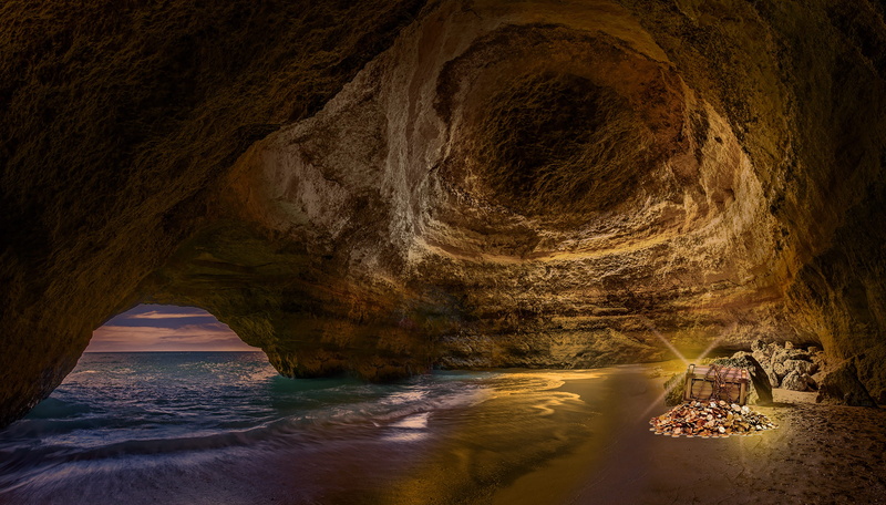 nature, tranquil scene, non-urban scene, roche, eroded, solid, no people, tranquility, pirate, rock - object, gold, arch, light, 2K, treasure, outdoors