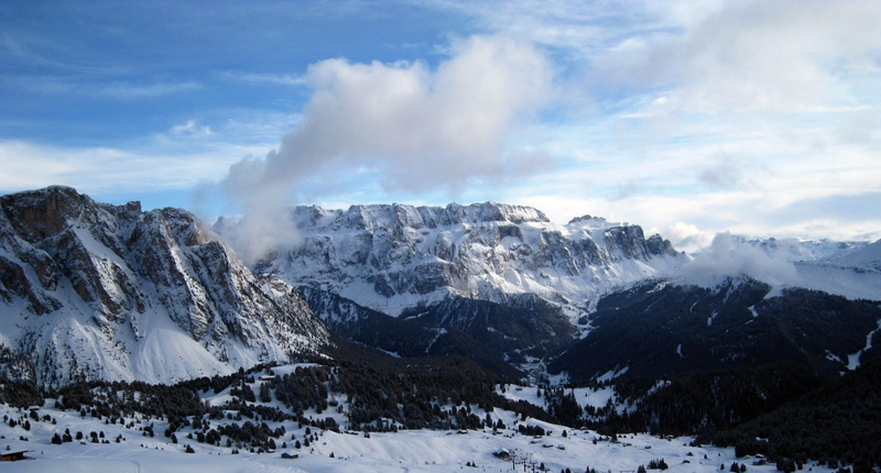 landscape, scenics, blue, winter sports, outdoors, panoramic views, outlook, no People, wintry, nature, sella group, dolomites, view of the alps, Alpine
