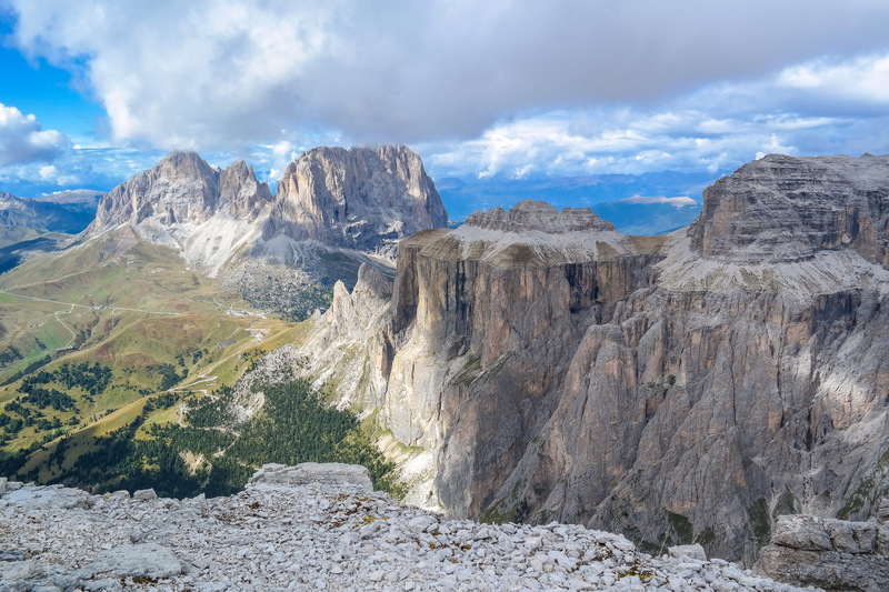 plattkofel, day, rock formation, cloud - sky, rock, environment, sellatuerme, dolomites, mountain range, no people, sassolungo, scenics - nature, rock - object