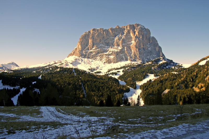 day, winter landscape, mountain, tranquil scene, Val Gardena, plant, no people, snow, Dolomites, outdoors, winter, environment, mountain peak, tree, sassolungo