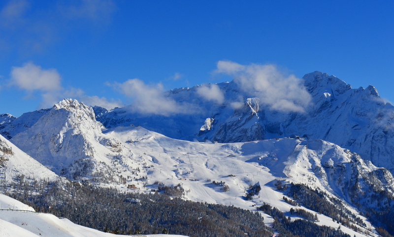 white, mountain range, scenics - nature, clouds, dolomites, tranquility, sella group, beautiful, cold temperature, mountain peaks, landscape, south tyrol