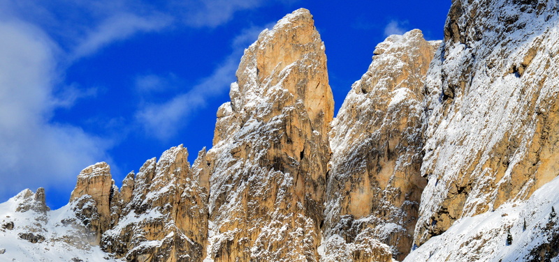 extreme terrain, sky, scenics - nature, blue sky, winter, snowcapped mountain, landscape, pine woodland, south tyrol, stone, mountain peaks, photo, land