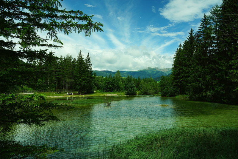 outdoors, mountains, scenics - nature, travel, growth, meadow, grass, non-urban scene, trees, vacations, travel Destinations, beauty In Nature, lake, reflection