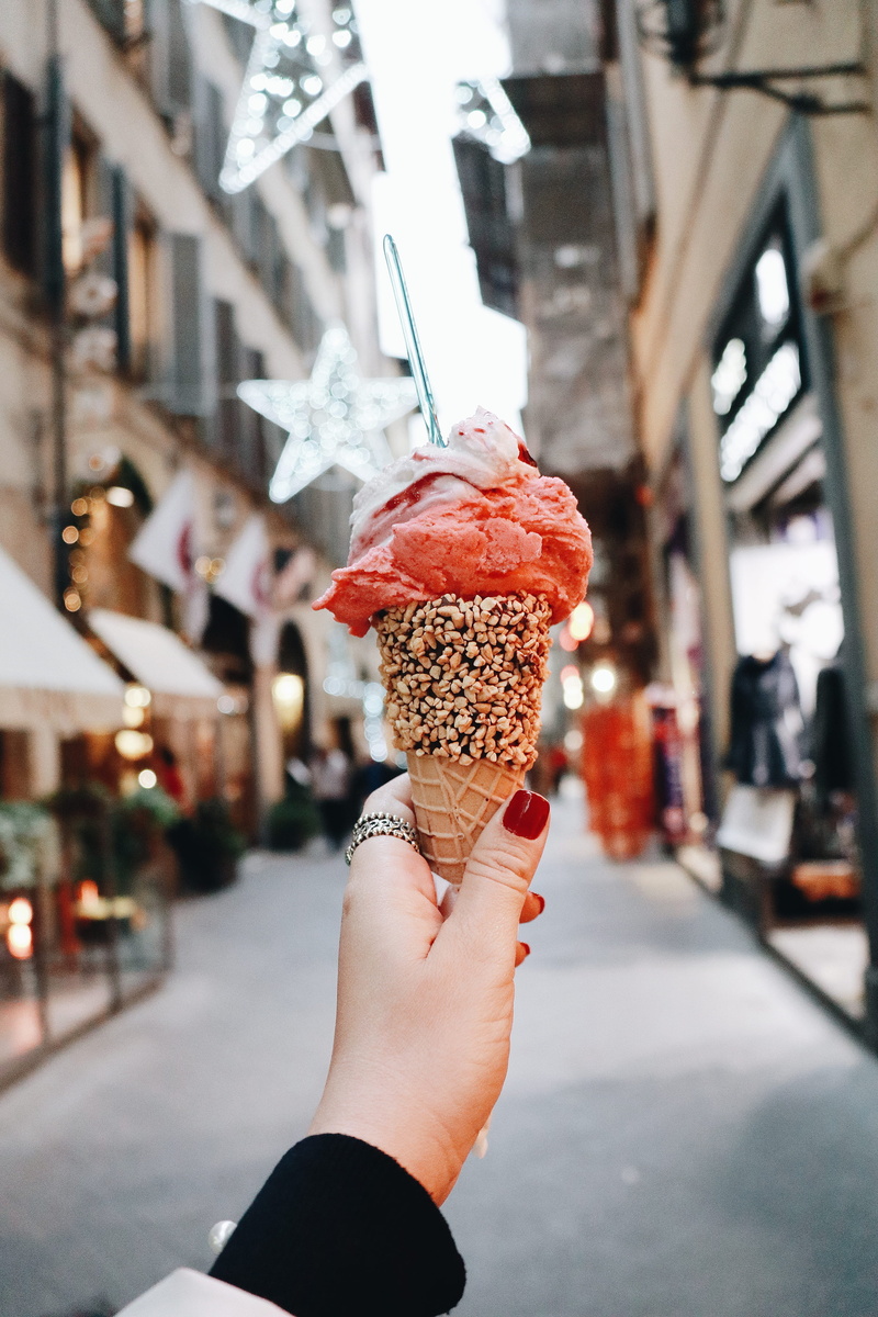 florence, italian gelato, rome, holding, urban Scene, street, ice cream selfie, cream, ice Cream, sprinkle, outdoors, people, ice, italian, dessert, star