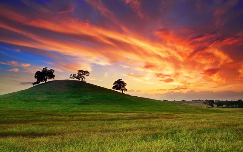behind, 1080P, sunset, mountains, landscape