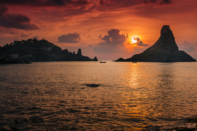coastline, sky, landscape, hour, silhouette, sunset, golden hour, photo, beach, tropical Climate, Acitrezza, body, nature, mountain, Alba, vacations, tourism