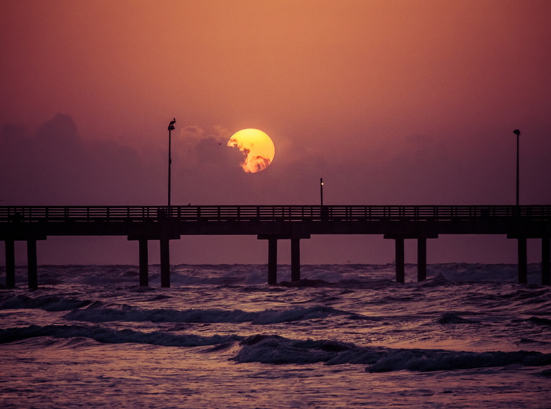 portaransas, Water, outdoors, sun, bridge, sunset, sky, tranquil scene, horizon over water, bridge - man made structure, idyllic, Sunrise, Tide, Shore