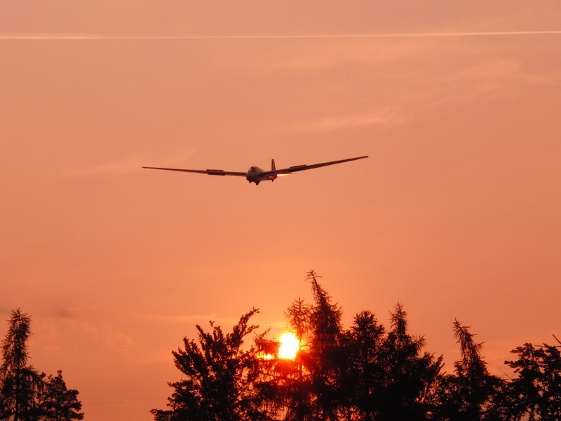 orange color, Sunrise, Glider, outdoors, flying, no people, sunset, Sunset, sky, sunrise, transportation, low angle view, silhouette, air vehicle, airplane