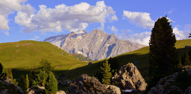 scenics - nature, beauty in nature, plant, tree, clouds, mountain peak, dolomites, coniferous tree, day, prato, 5K, marmolada, land, landscape, italy
