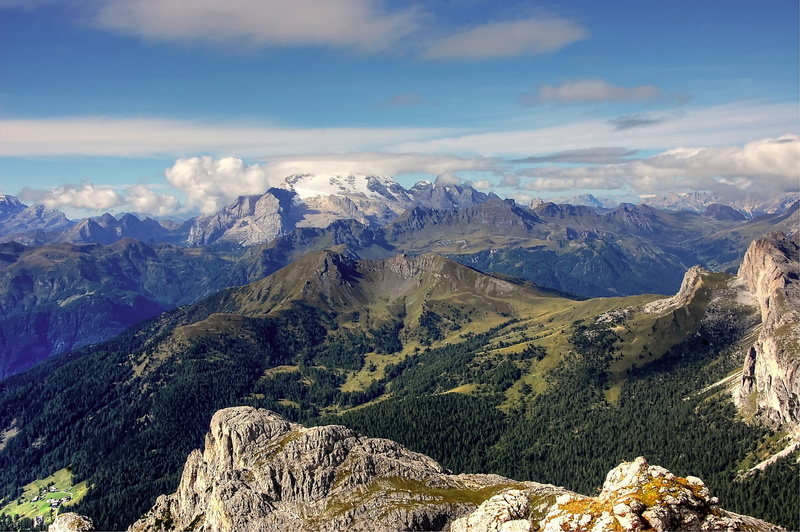 no people, beauty in nature, scenics - nature, formation, away, marmolada, idyllic, tour, clouds, dolomites, mountains, snowcapped mountain, cloud - sky