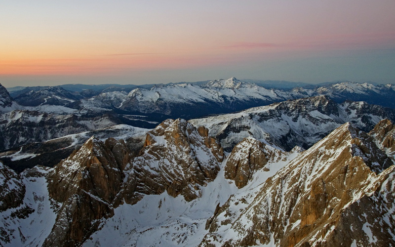 sunset, winter landscape, idyllic, winter, no people, landscape, alps, mountain range, sky, 2K, outdoors, environment, nature, scenics, dolomites, italy