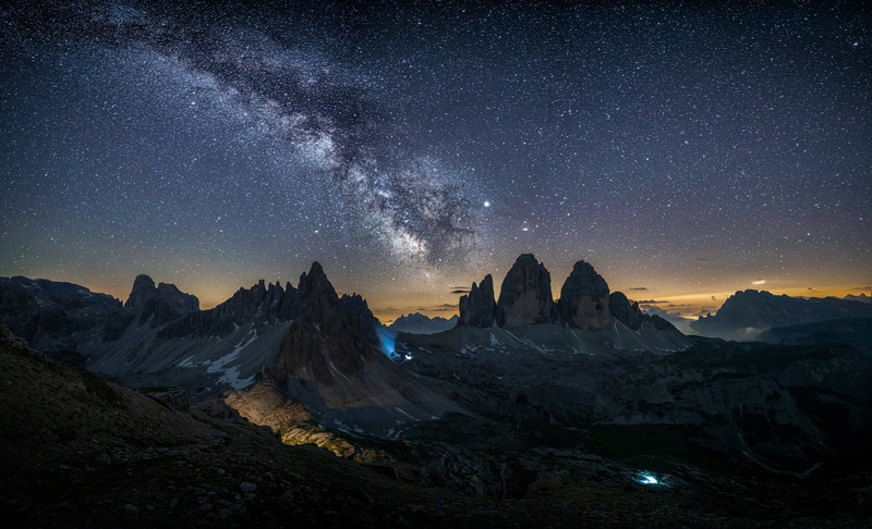 stars, The Dolomites, Ďurdina Michal, mountains, Dolomites, Milky Way, 1080P, The Milky Way, Italy