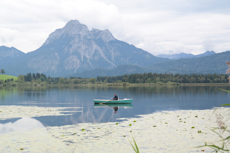 water, one person, day, outdoors, relaxation, säuling, rower, lake, recovery, mountain range, tranquility, beauty in nature, tranquil scene, pilgrim jagged rocks
