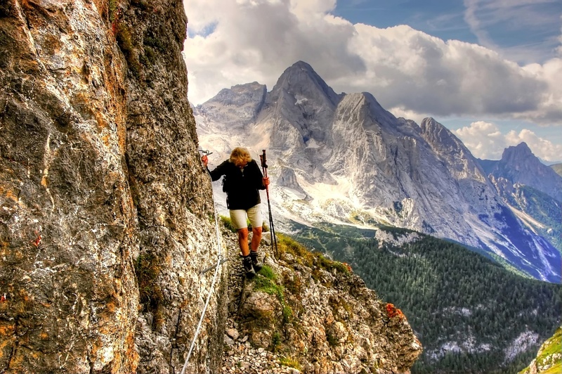 activity, wall, beauty in nature, cloud - sky, high, lifestyles, rock, leisure activity, mountain range, italy, view, nature, non-urban scene, holiday