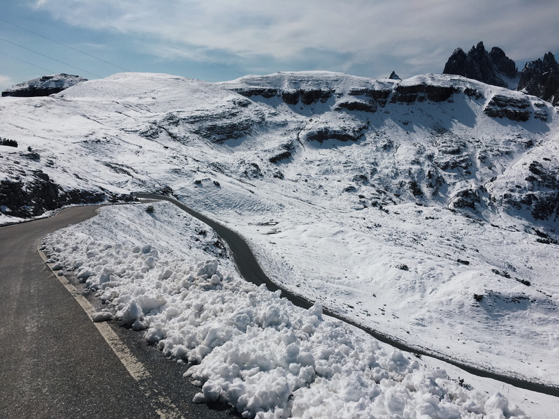 mountains, winter, mountain, snow, sky, three peaks of lavaredo, cloud - sky, auronzo di cadore, road, snowcapped mountain, transportation, cold temperature