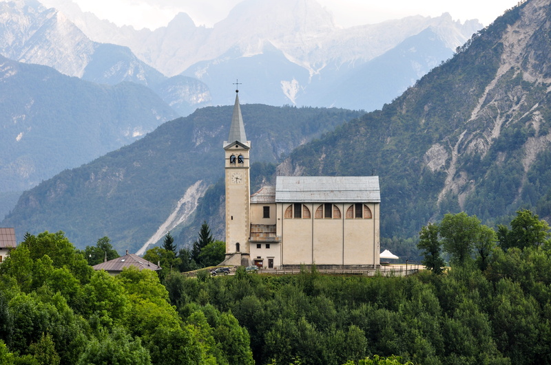 belief, valle di cadore, italy, barcis, mountain, place of worship, green color, spire, tree, tower, forest, no people, beautiful, building exterior, church