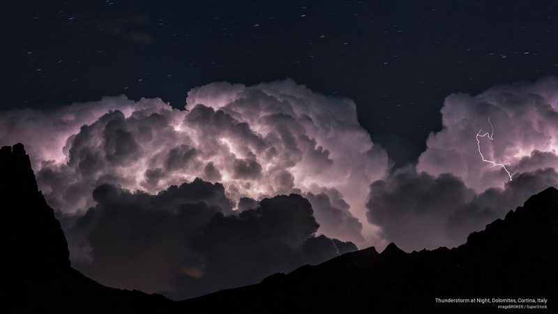 italy, night, 2K, cortina, Weather, dolomites, thunderstorm