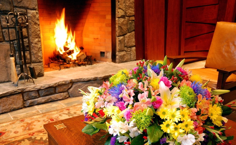 fireplace, nature and landscapes, romantic, natura, kwiaty, pokoj, atmosphere, kominek, 1080P