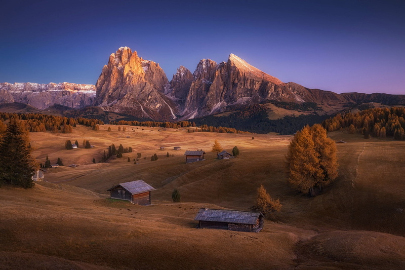 Dolomites, autumn, Italy, Alpe di Siusi, 1080P