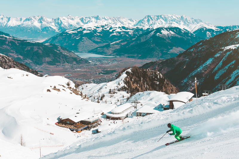 jacket, switzerland, outdoors, mountain Range, day, people, skier, green, tranquility, scenics - nature, skiing, tranquil scene, vacations, snow, real people