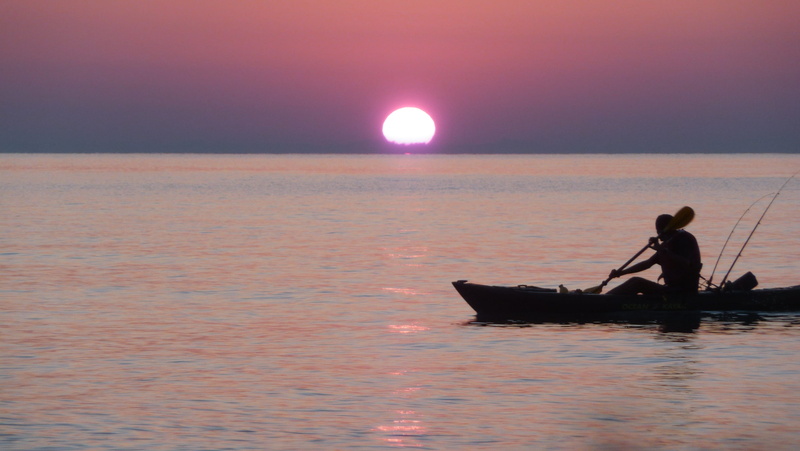 beauty in nature, mode of transportation, sunset, 2K, sport, waterfront, kayak, horizon over water, men, scenics - nature, sea, one person, nature, nautical vessel