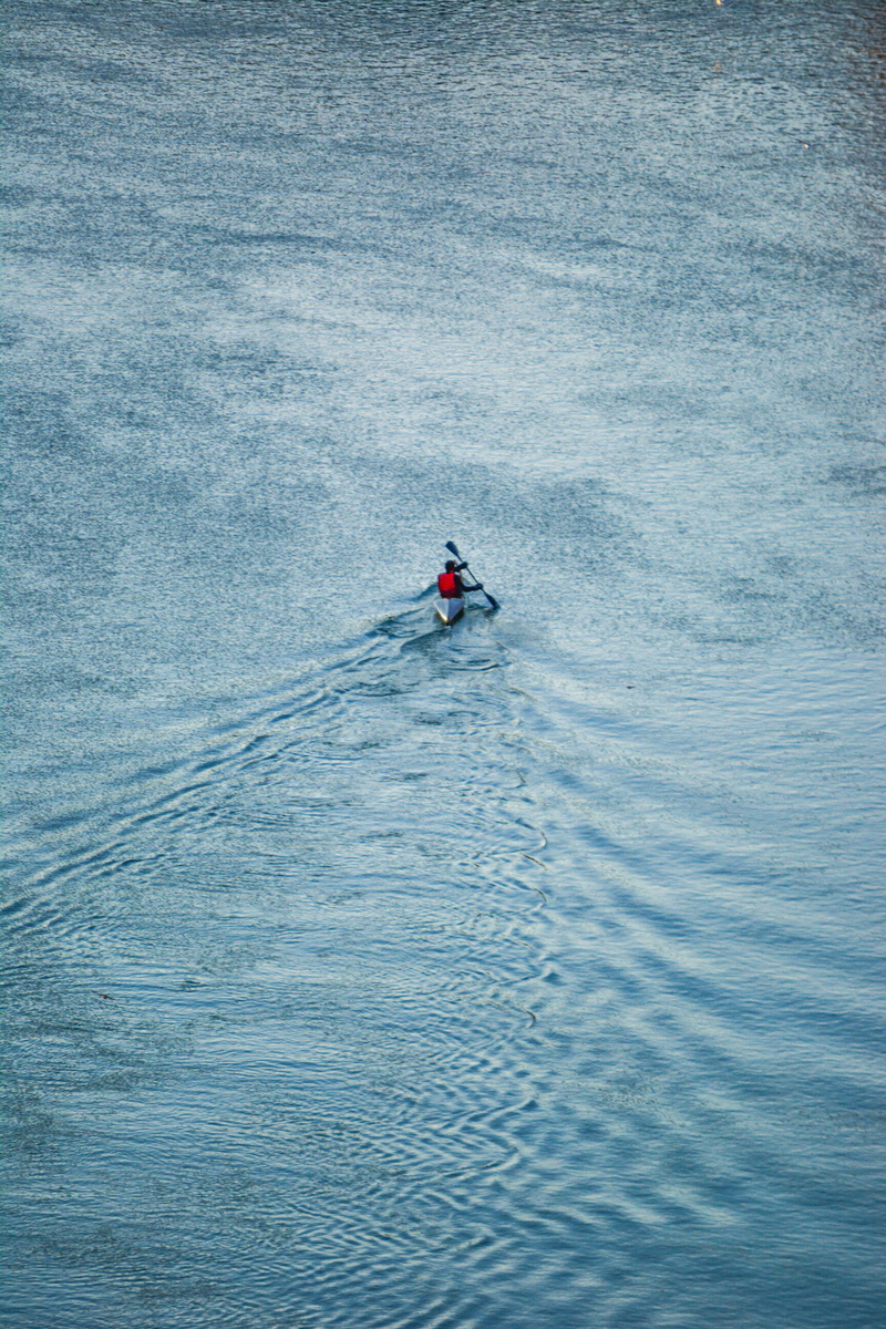 real people, beauty in nature, minimal, lifestyles, water, canoa, lights, transportation, drone, sport, lake, outdoors, blue, leisure activity, unrecognizable person