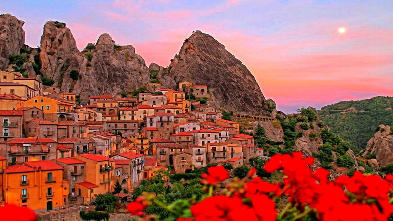 Village, Man Made, House, Mountain, Town, 1080P, Castelmezzano, Italy