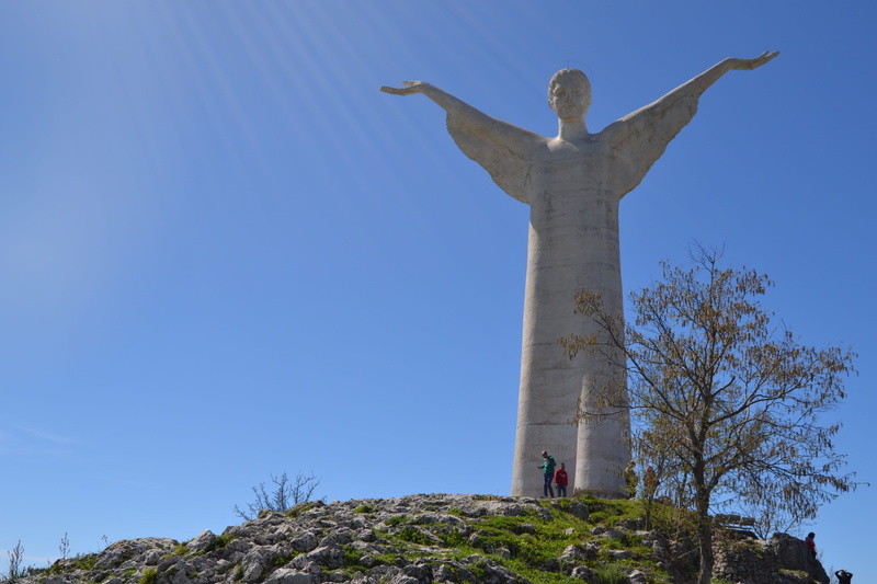 spirituality, religion, cross, basilicata, tourism, trip, vista, low angle view, mediterranean, belief, the past, maratea, city, sculpture, statue, 4K